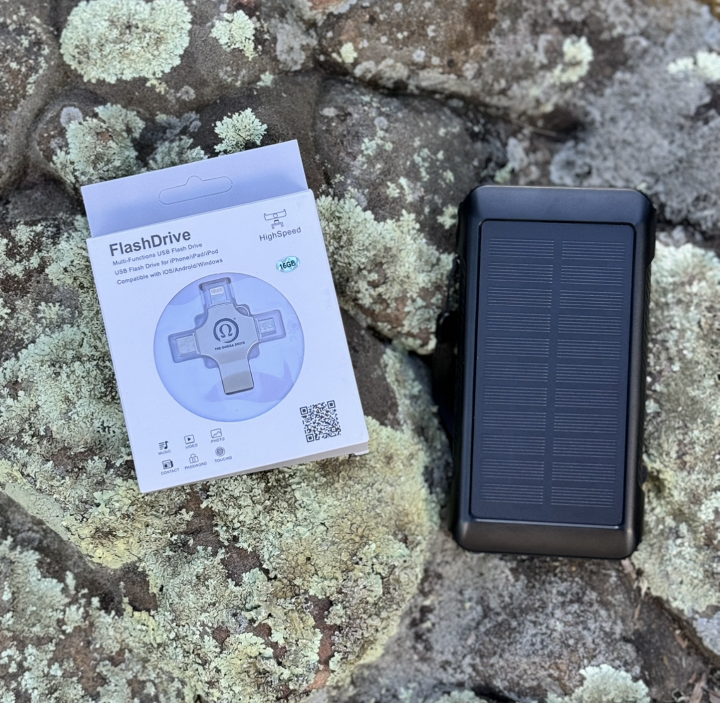 Survival Electronics Kit: Survival Library The Omega 128GB & Hand Crank Power Bank