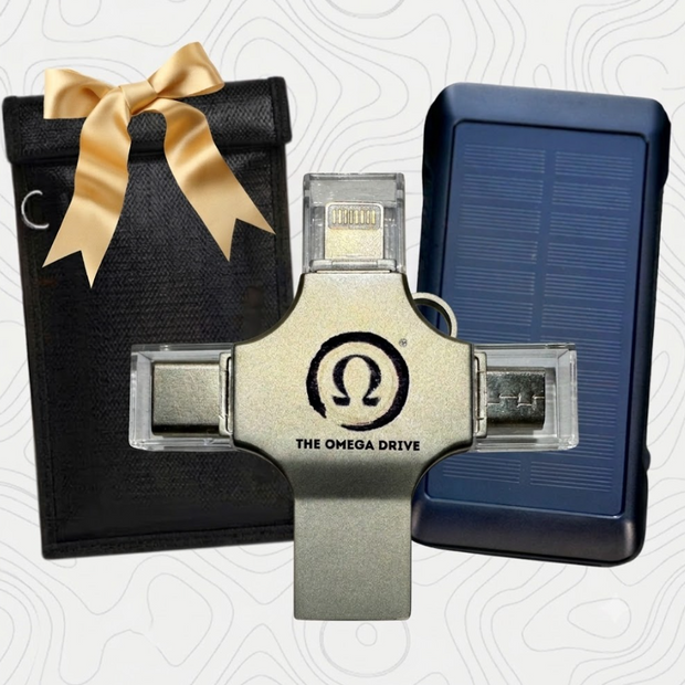 Survival Electronics Kit:Survival Library The Omega 128GB & Hand Crank Power Bank