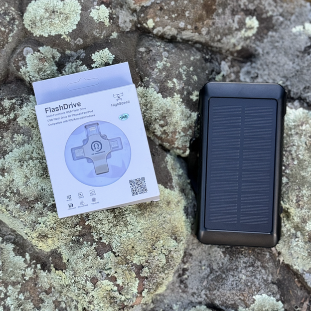 Survival Electronics Kit: Survival Library The Omega 128GB & Hand Crank Power Bank